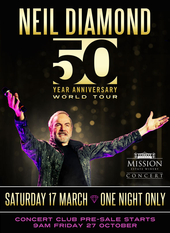 NEIL DIAMOND to headline 2018 Mission Estate Winery Concert